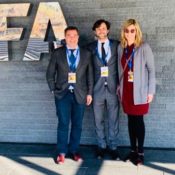 Salva Gomar, Miguel Ramón y Nieves Vila en la sede central de la FIFA, Zúrich